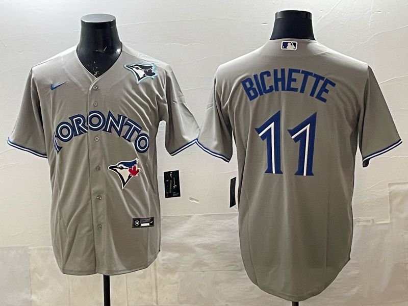 Men 2025 Toronto Blue Jays #11 Bichette Grey Game Nike MLB Jersey style 01